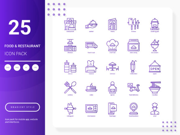 Explore the Stylish Food and Restaurant Icon Pack
